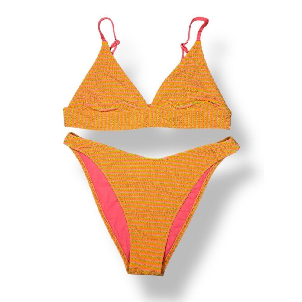 Banana Moon‎ Miko NeonStripe Bikini Women’s Small Two Piece Matching Swimsuit